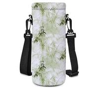 Mibbxea 500ml Water Bottle Carrier Bag for Men Women Running Walking Gym Camping, Neoprene Insulated Stainless Steel/Glass/Plastic Bottle Holder Case with Adjustable Strap (Bambo Forest)