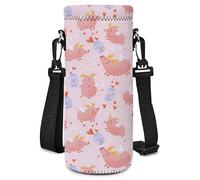 Mibbxea 750ml/24oz Water Bottle Carrier Case with Adjustable Strap for Men Women Gym Hiking Running Walking, Insulated Stainless Holder Bag for Steel/Glass/Plastic Bottles (Pink Pig)