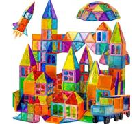 MIBBY Magnetic Tiles Building Set 120 Pieces, 3D STEM Magnetic Building Blocks for Kids, Educational Construction Toy, Compatible with Major Brands, Creative Learning Toy for Boys & Girls Age 3+