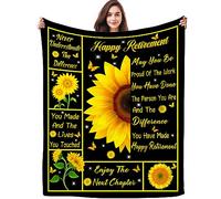 MIBDDK Retirement Gifts for Women Retirement Blanket Retirement Gift for Woman Sunflower Blankets Best Retirement for Women Men Teacher Gifts Party Decorations 60"X50"