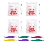 MIBICIRI Orthodontic Elastic Rubber Bands and Placers, 400 Pcs Multicolor Dental Rubber Traction Bands, 6Pcs Elastic Placer for Braces Teeth Gap, etc (3/16",Rabbit)