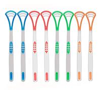 MIBICIRI Plastic Tongue Scraper, 8Pcs Tongue Cleaner for Reduce Bad Breath, Double-Sided Tongue Brush Oral Care Tool