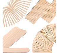 Mibly 4 Style 200 Assorted Wooden Wax Sticks - for Body Legs Face and Small Medium Large Sizes Eyebrow Waxing Applicator Spatulas for Hair Removal