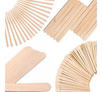 Mibly 4 Style Pack of 600 Assorted Wooden Wax Sticks for Body Legs Face and Small Medium Large Sizes Eyebrow Waxing Applicator Spatulas for Home and Spa Usage (Assorted Pack of 600)