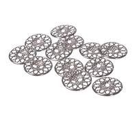 Mibo 12pcs Zinc Die Cast Metal Button - 2 Hole - Perforated Filigree Design - 28L(18mm) - Nickel