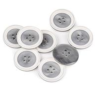 Mibo 8pcs Polyester Pearl Button - 4 Hole - Double Edge Rim Multi Color - 36L(22mm) - White/Grey
