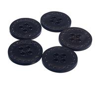 Mibo Buttons & Accessories 5pcs Sprayed Imitation Leather Button - 4 Hole - with Faux Stitching - 54L(34mm) - Black