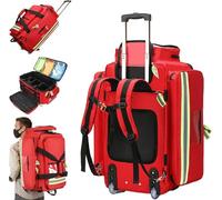 MiBoce First Responder Bag with Wheels, Large Capacity Storage Bag Tote(Empty), Fire-retardant 1200D Oxford Cloth, Emergency Kits Storage with Compartments, Adjustable Shoulder Strap, for EMT/Doctor