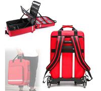 MiBoce Medical Bag On Wheels with Detachable Trolley, Rolling Nurse Tote with Compartments and Reflective Strips At Night, Adjustable Shoulder Strap for EMT/Doctor/First Responder