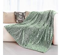 MIBOI Green Leopard Print Blanket Fleece Blanket Plush Cozy Soft Green Throw Blanket Cozy Blankets for Couch Bed Sofa