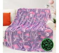 MIBOI Mushroom Throw Blanket for Adult Girls - Mushroom Gifts for Women Cute Glow in The Dark Blanket for Bed Couch Cottagecore Room Decor Birthday Christmas All-Season Gifts Stuff