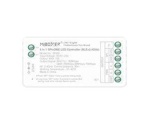 MiBoxer SPIB5 5-in-1 SPI/DMX LED Controller - BLE & 2.4GHz RF, DC5V-24V, Max 10A