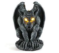 MIBUNG Large Winged Gargoyle Statue with Solar Lights Outdoor Decor, Sitting Gargoyle Monster Dragon Garden Guardian Gothic Creep Scary Sculpture, Patio Yard Lawn Decorations, Valentine's Day Gift