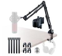 Mic Arm, 360° Rotatable Microphone Boom Arm Mic Stand for Fifine AM8 K669B Blue Yeti HyperX shure sm7b SoloCast AT2020, with Mic Clip 3/8" to 5/8" (M06(black))