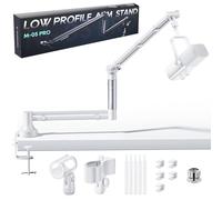 Mic Arm, 360° Rotatable Microphone Boom Arm Mic Stand for Fifine AM8 K669B Blue Yeti HyperX shure sm7b SoloCast AT2020, with Mic Clip 3/8" to 5/8" (White)