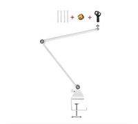 Mic Arm Desktop Boom Microphone Stand, Portable Folding Suspension Arm Mic Stand, Low Profile Mic Arm, 3kg Load Capacity, Mic Arm Desk Moun For Live, Gaming, Streaming, Podcast, Office (Color : White