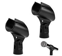 Mic Clip Universal Microphone Clip Holder for Microphone Clip, Black Microphone Clip, Universal Microphone Holder, Microphone Clip for Stage Meetings, Live Speech, Conference Podcasts, Pack of 2