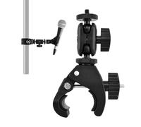 Mic Crab Clamp, Microphone Mount with Double Ball Head Adjustment 1/4" to 5/8" Copper Screw, Fits Most Mic Stand, Studio Recording, Drum Stand, Desktop Shelf(Color:Black)