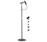 Mic Floor Stand, 63'' Telescopic Microphone Stand for HyperX Razer Fifine Blue Yeti Microphone with Mic Clip,1/4'' Thread and 3/8" 5/8" Adapter, Pop Filter and Cable Clips for Singing Recording Stage