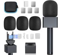 Mic Handle for DJI Mic, Microphone Holder for Rode Wireless GO, Universal, Magnetic Mic Stand for DJI Mini/Hollyland Lark/Lavalier, Mic Holder with 3 Pop Filter for Vlogging, Reports, Interview