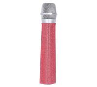 Mic Handle Sleeve, Silver Bling Rhinestones Mic Handle Cover, Fit for Most Handheld Microphone, Eyes Catching for Party & TV Show (Mic NOT Included) (red)