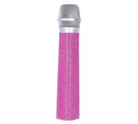 Mic Handle Sleeve, Silver Bling Rhinestones Mic Handle Cover, Fit for Most Handheld Microphone, Eyes Catching for Party & TV Show (Mic NOT Included) (Rose Red)