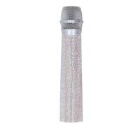 Mic Handle Sleeve, Silver Bling Rhinestones Mic Handle Cover, Fit for Most Handheld Microphone, Eyes Catching for Party & TV Show (Mic NOT Included) (Multicolor)