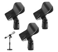 Mic Holder 3pcs Microphone Holder Microphone Clip Mic Clip for Wired Wireless Mics with 5/8" To 3/8" Mics Screw Adapter Clamping Range 25 To 45 Mm (Black)