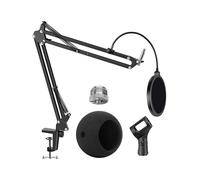 Mic Scissor Arm Stand for Blue Snowball & iCE | Suspension boom, adjustable reach, windscreen included.