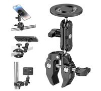 Mic Stand Phone Holder Aluminum Compatible with Magsafe iPhone 16/15/14/13/12 Plus Pro Max Series, Side Mount Cellphone Music Stand Holder for Microphone, 360° Swivel Tilt Adjustable Mic Phone Mount