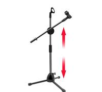 Mic Stand, Portable Recording Microphone Stands, Foldable Adjustable Tripod, Desktop Microphone with Clip Holder, Angle, Thickened Metal, 47-80cm, Black