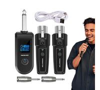 Mic Transmitter And Receiver, 10 Channels Wireless Audio Dynamic Microphone Adapter, Rechargeable Transmitter And Receiver For Audio Mixer, Electric Guitar Bass