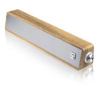 MICA Computer Speakers, Vintage Wired Computer Sound Bar, Retro Wooden Mini Soundbar, USB Powered PC Speakers for Desktop Monitor, Laptop, Tablet, 3.5mm Aux Connection, Angled (Yellow)