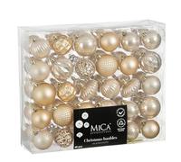 Mica Decorations Christmas Baubles Set - 60 Pieces - Diameter 7 cm - Unbreakable - Cream