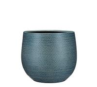 MICA Decorations Gabriel 1018691 Flower Pot Round Blue Outer Dimensions H 25 x Ø 29 cm - Inner Diameter 24 cm - Handmade Planter One Size
