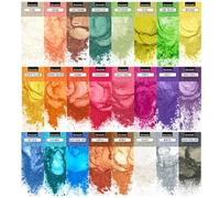 Mica Powder - 24 Colors Powdered Pigment Set for Soap Making, Epoxy Resin Pigment, Bath Bomb Dye Colorant, Makeup Dye