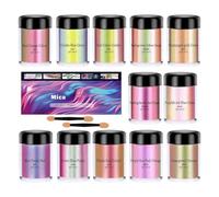 Mica Powder for Resin - 12 Colour Pigment Set, Pearl Effect Powder for Colouring Soap and Candles, Paint Pigment, Epoxy Resin Crafts with Jewellery Making, Repainting
