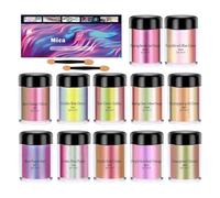 Mica Powder Set - 12 Bottle Pearlescent Pigments, Color Shifting Soap Dye, Candle Making Powder, Cosmetic Craft Pigment Kit, Glitter Shimmer Collection | Projects for Candle Nail Concrete