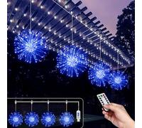 Micacorn Christmas Lights Firework Fairy Lights 4Pack Hanging USB Firework Lights 480 LEDs 8 Modes Starburst Sphere Lights Waterproof Copper Wire Lights with Remote for Home Party Xmas Decorations