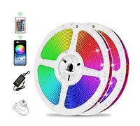 Micacorn LED Strip Lights Waterproof IP65, 10M RGB Strip Light Music Sync with 24key IR Remote Bluetooth App Control DIY Color SMD5050 Light Strip for Indoor Outdoor Party Christmas Decoration