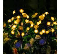 Micacorn Solar Garden Lights, Solar Rose Flower Lights 2 Pack 2 Modes 40 LEDs Flower Lights Solar Branch Lights Waterproof Garden Decorative Lights for Outdoor Yard Parties Wedding Xmas Decoration