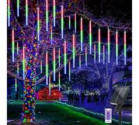 Micacorn Solar Meteor Shower Light, 10 Tube 240 LEDs Meteor Christmas Lights with Remote Cascading Falling Rain Light Waterproof String Lights for Party Wedding Tree Christmas Decorations