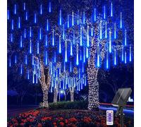 Micacorn Solar Meteor Shower Lights, 10 Tube 240 LEDs With Remote Cascading Falling Rain Waterproof String Light for Party Wedding Tree Christmas Decorations