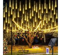 Micacorn Solar Meteor Shower Lights, 10 Tube 8 Modes 240 LED Christmas Lights with Remote Cascading Falling Rain Waterproof String for Party Wedding Tree Decorations