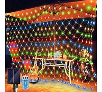 Micacorn Solar Net String Lights Christmas Lights 2 x 3M Mesh Fairy String Lights 8 Modes 198 LEDs Net Light with Remote Weatherproof Curtain Lights for Garden Wedding Party Christmas Decorations