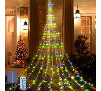 Micacorn Solar String Light Garden Christmas Tree Waterfall Lights 6.6 ft 9 Strand 198 LED Fairy Light Topper Star Light 8 Modes Waterproof Decorations Lights with Remote for Xmas Wedding Party