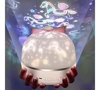 Micacorn Starry Sky Projector Lamp, 360° Rotating 6 Different Projection Films LED Baby Night Light USB Charging Star Light Projector for Birthdays Halloween Christmas Gifts Bedroom Decoration