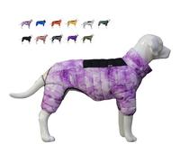 Micai Warm Dog Coat, 4 Legs Covered Waterproof Windproof Reflective Vest, Zippered Adjustable Outdoor Snow Jacket for Small Medium Large Dogs - Purple XXXXL