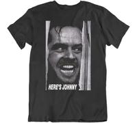 MICAOJI 80's Movie The Shining Here's Johnny Retro Movie Poster T Shirt Black M