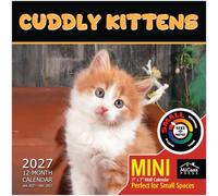 MICASA PRESS Cuddly Kittens Mini Wall Calendar 2027 | 12 Month | 7" x 14" Open | Thick & Sturdy Paper | 2027 Mini Calendar Cute Kitten Cat